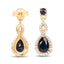 1.19 Carat Genuine Blue Sapphire and Diamond 14K Yellow Gold Earrings
