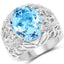 11.29 Carat Genuine Blue Topaz & White Topaz Sterling Silver Ring