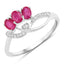 Bague de fiançailles en or blanc 14K avec rubis et diamants de 0,71 carat