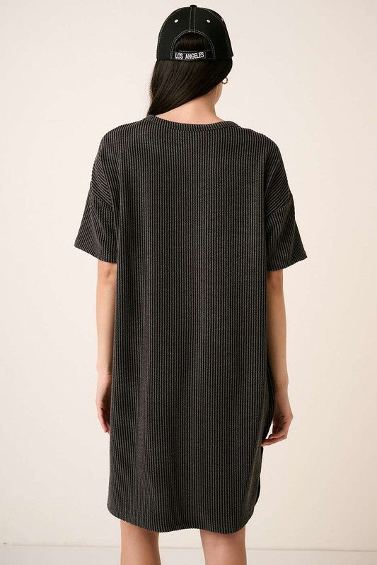 Urban Rib Knit Short Sleeve Tee Dress for Women