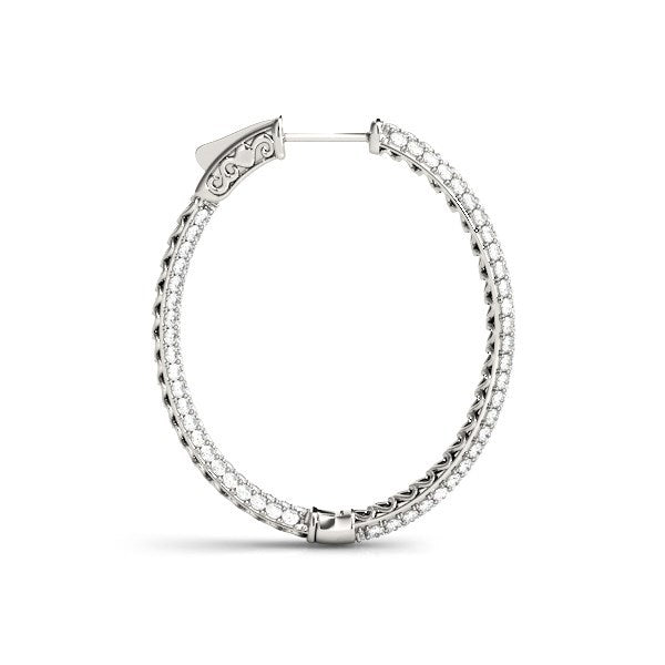 Boucles d'oreilles créoles en diamant en or blanc 14k - Design double face