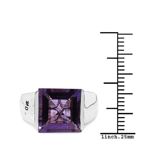 5.21 Carat Genuine Amethyst & White Diamond Sterling Silver Ring