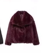 Abrigo de piel sintética de zorro de lujo para mujer para otoño e invierno