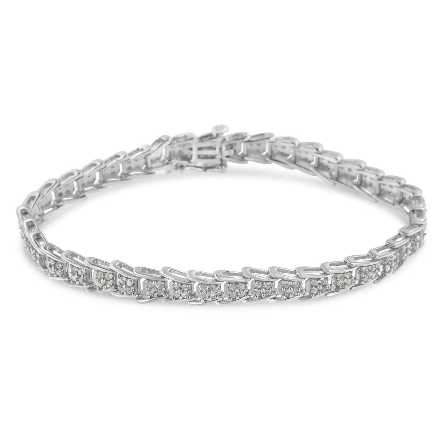 Bracelet de tennis en or blanc 10k avec diamants en forme de éventail - 2 cttw