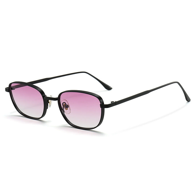 Lunettes de soleil carrées rétro en métal avec protection UV