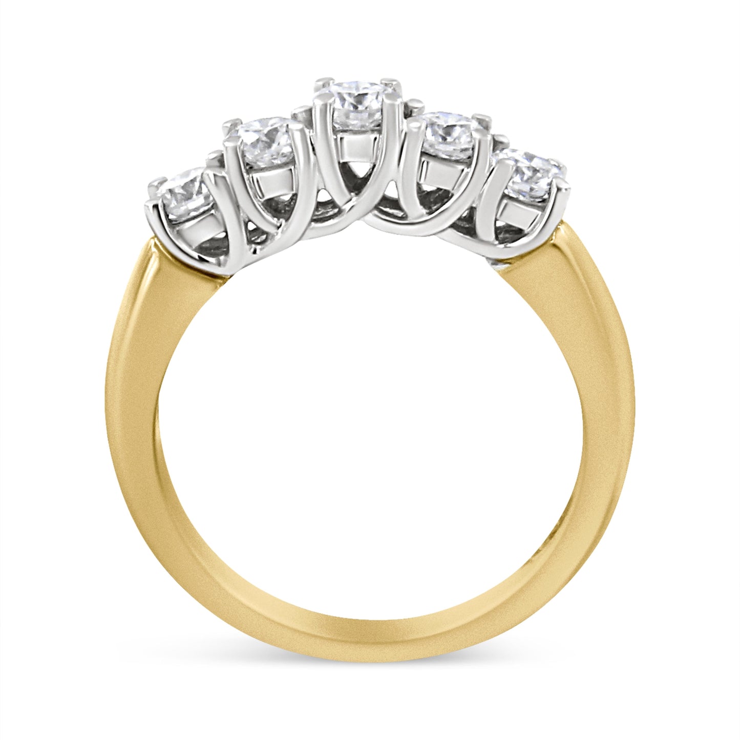 Anillo de Diamantes de Corte Redondo de 1.0 Cttw en Oro Amarillo de 18K - Talla 6