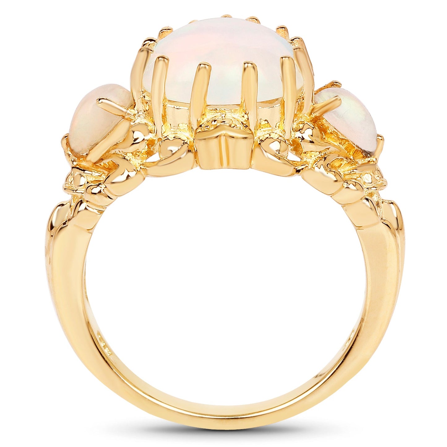 Anillo de Ópalo Etíope Baño de Oro de 14K en Plata Esterlina