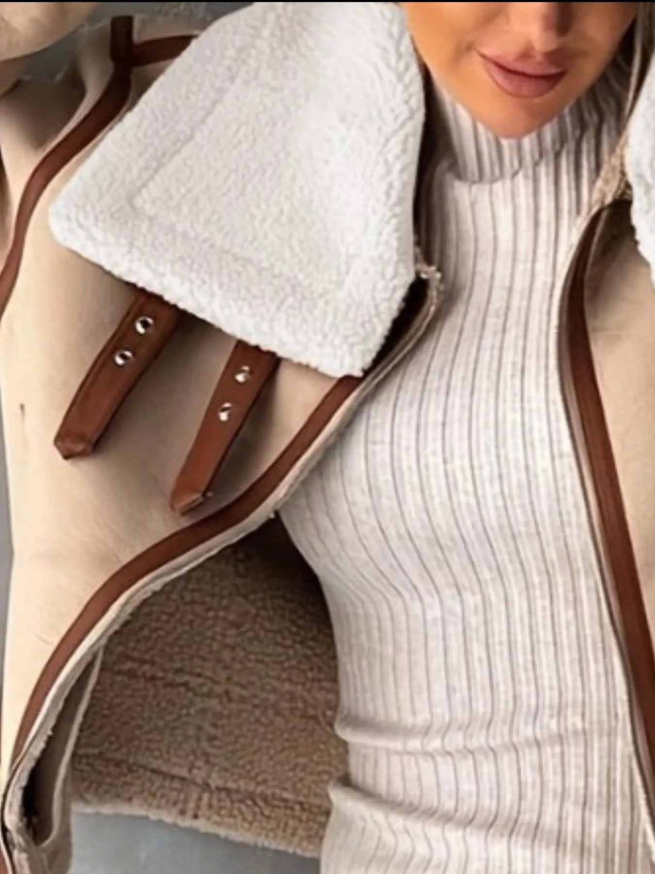 Veste zippée en shearling de première qualité