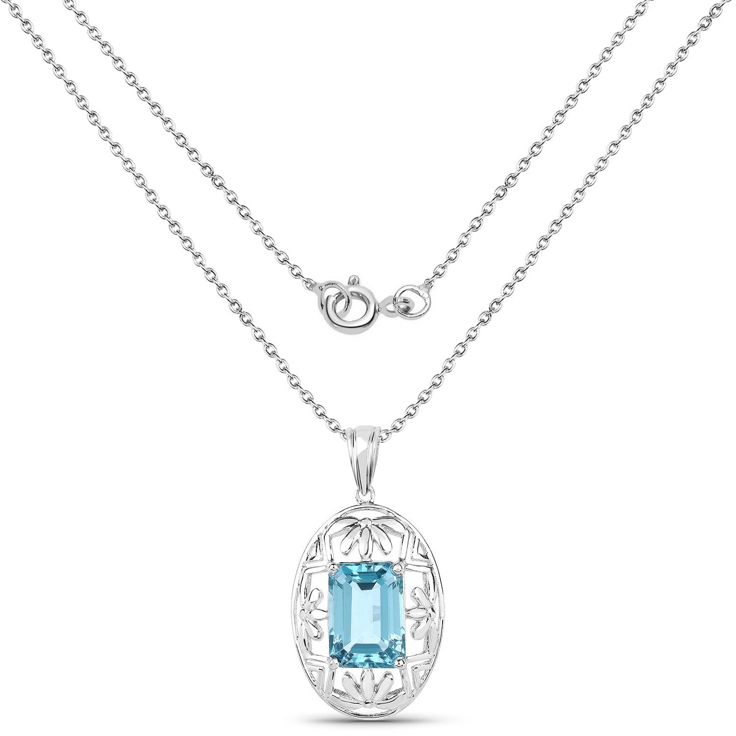 9.60 Carat Genuine Green Topaz Sterling Silver Pendant