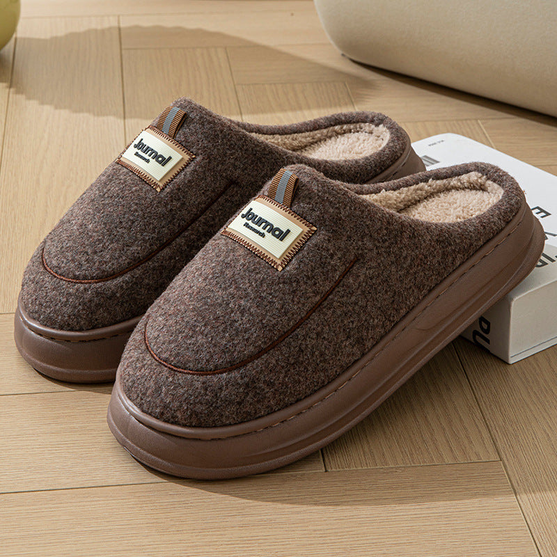 Men's Plus Size Cotton Slippers with Thickened Sole