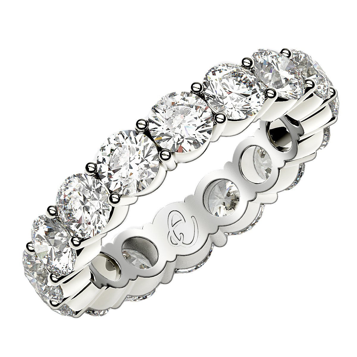 Round Cut Lab Grown Diamond Eternity Ring in 14k White Gold