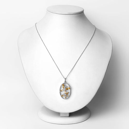 2.30 Carat Genuine Citrine Butterfly Pendant in Sterling Silver