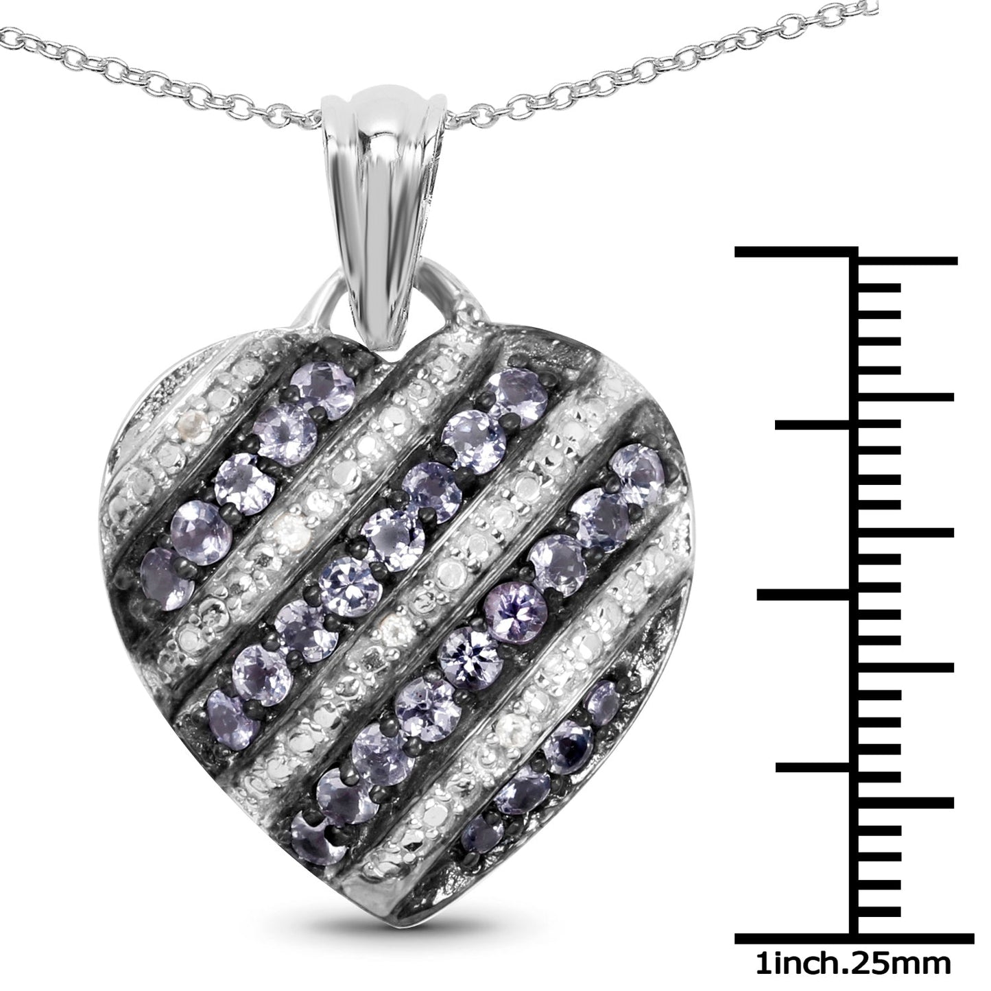 1.30 Carat Genuine Tanzanite & White Topaz Sterling Silver Pendant