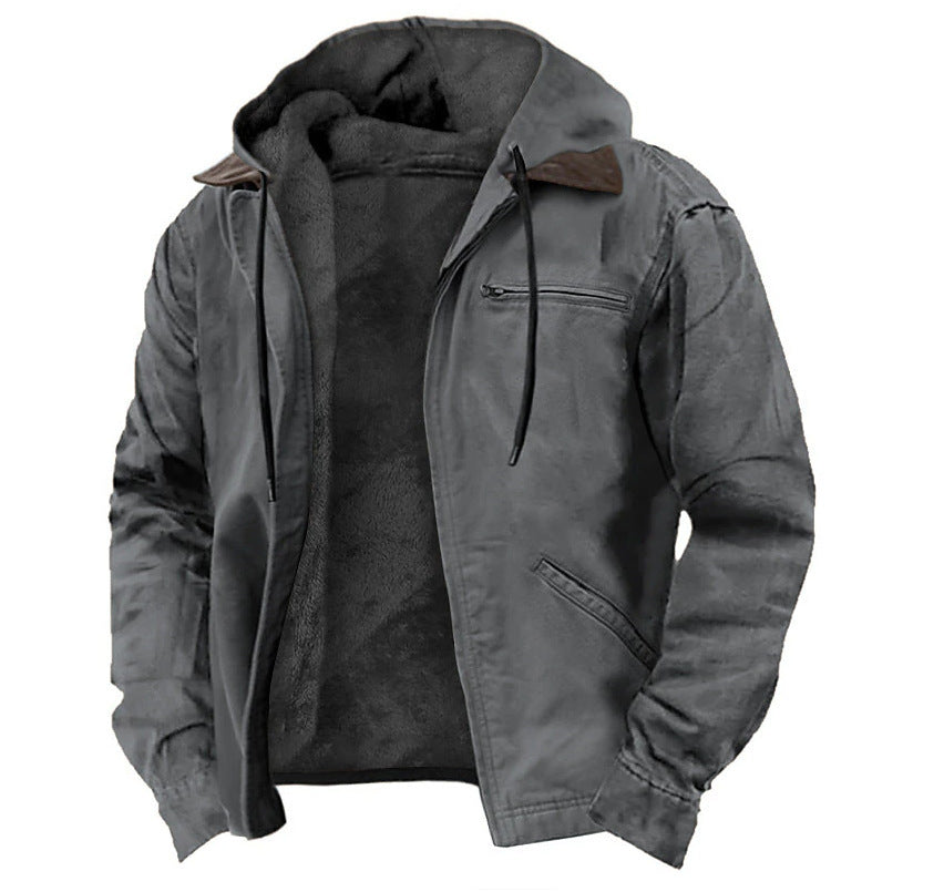 Multi-Color Digital Printing Hooded Jacket with Brown Lining