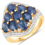 Bague en argent sterling avec saphir bleu de 3,39 carats et diamants