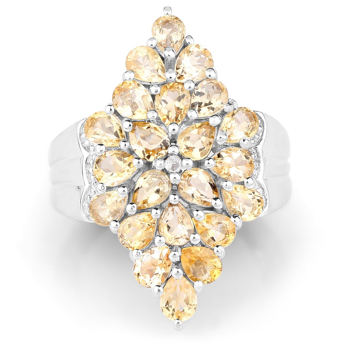 Bague en argent sterling avec citrine et topaze blanche de 3,54 carats