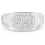 14K White Gold Plated Diamond Cluster Engagement Ring