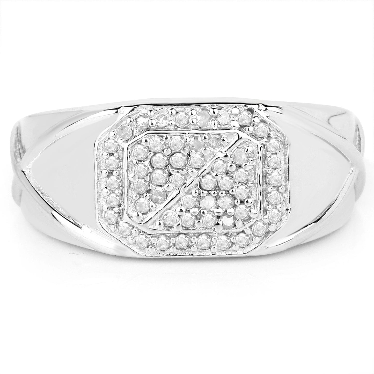 14K White Gold Plated Diamond Cluster Engagement Ring