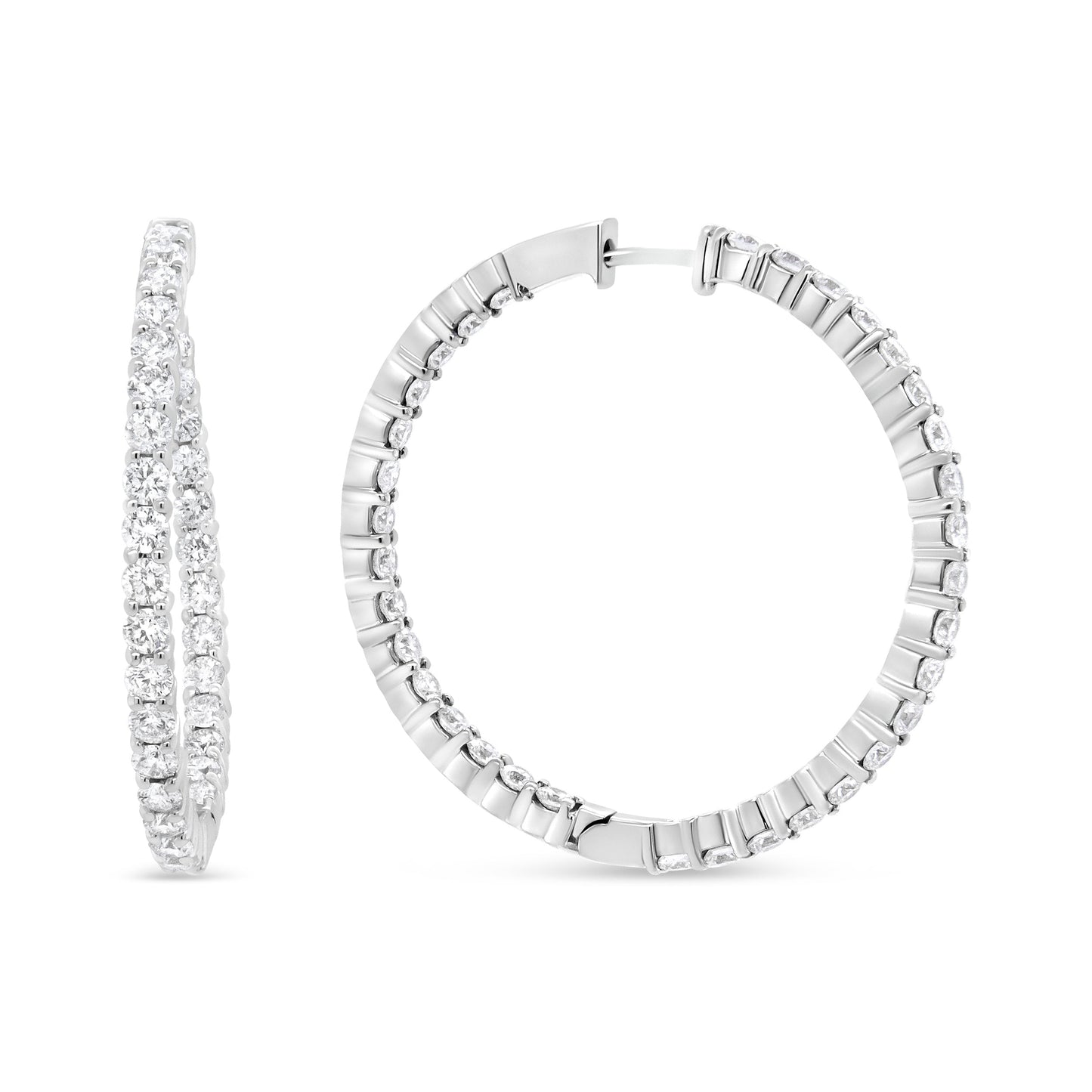 Pendientes de aro curvados de diamantes en oro blanco de 18 quilates