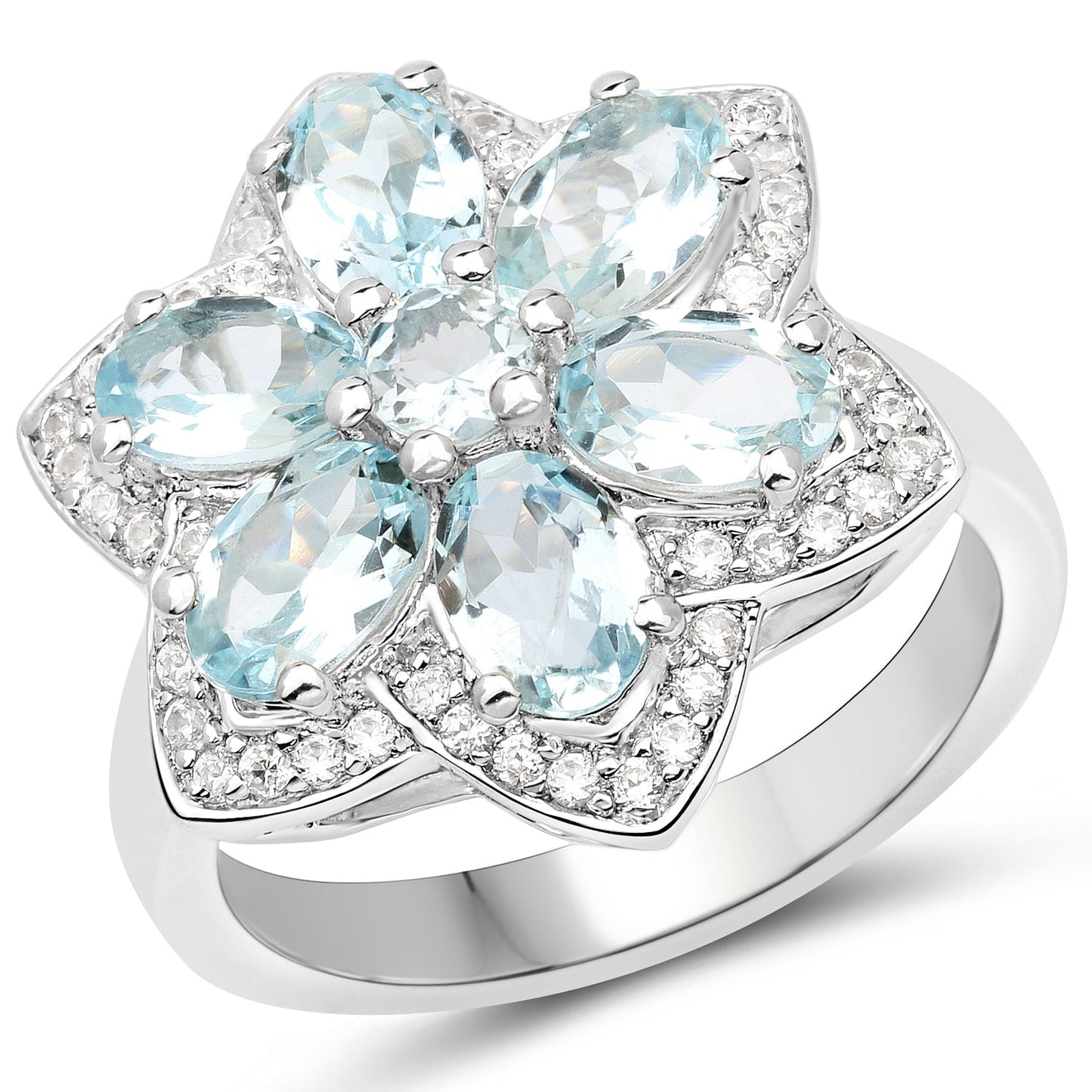 2.88 Carat Genuine Aquamarine Sterling Silver Ring