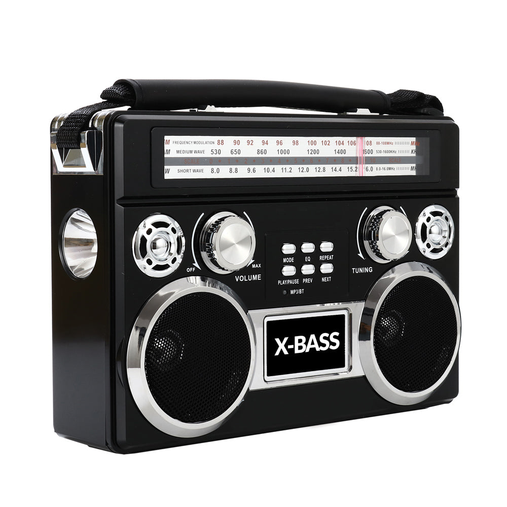 All-in-One Portable 3 Band Radio with Bluetooth & Emergency Flashlight - Korvel
