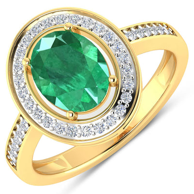 1.87 Carat Genuine Zambian Emerald and White Diamond Ring