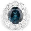 Anillo de plata esterlina con topacio azul de Londres y diamantes de 5.11 quilates
