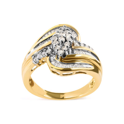 Bague en diamant en forme de poire en or jaune 10K 1/2 Cttw - Taille 7