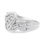 Bague Bypass en Or Blanc 10K avec Diamants Ronds et Baguette - Taille 6
