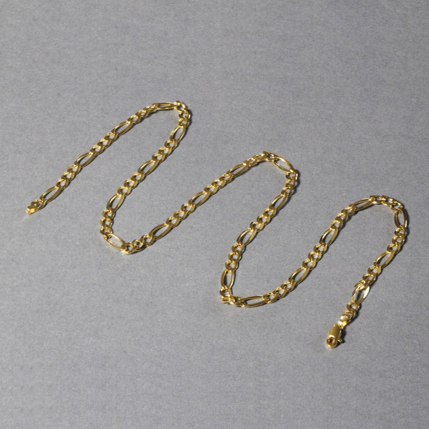 10K Yellow Gold Solid Figaro Chain - 4.50 mm