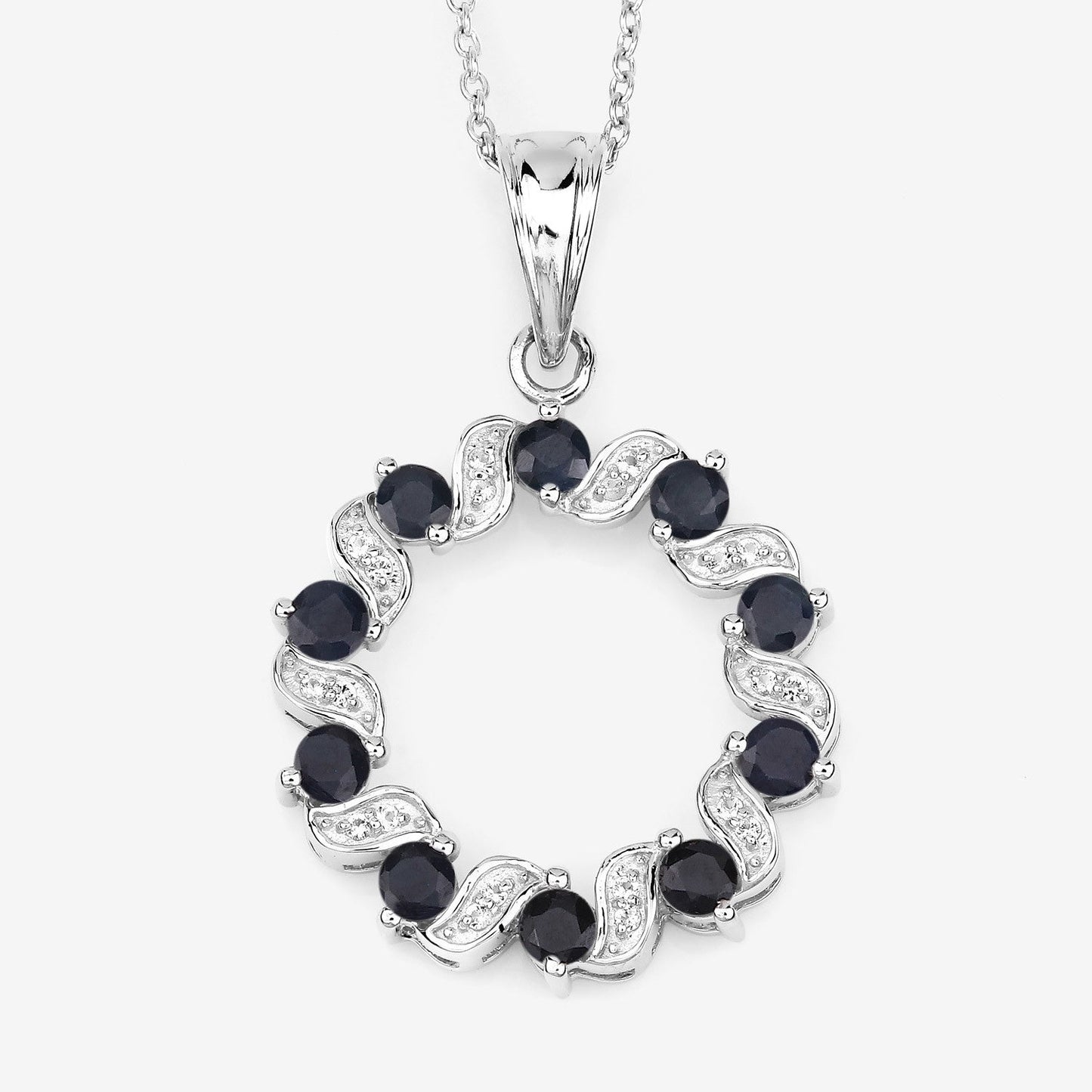 Colgante de Zafiro Azul de 1.30 Quilates y Topacio Blanco en Plata de Ley