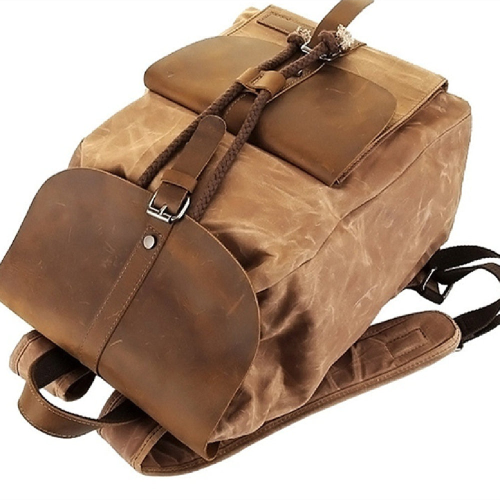 Mochila Casual de Cuero Crazy Horse Impermeable