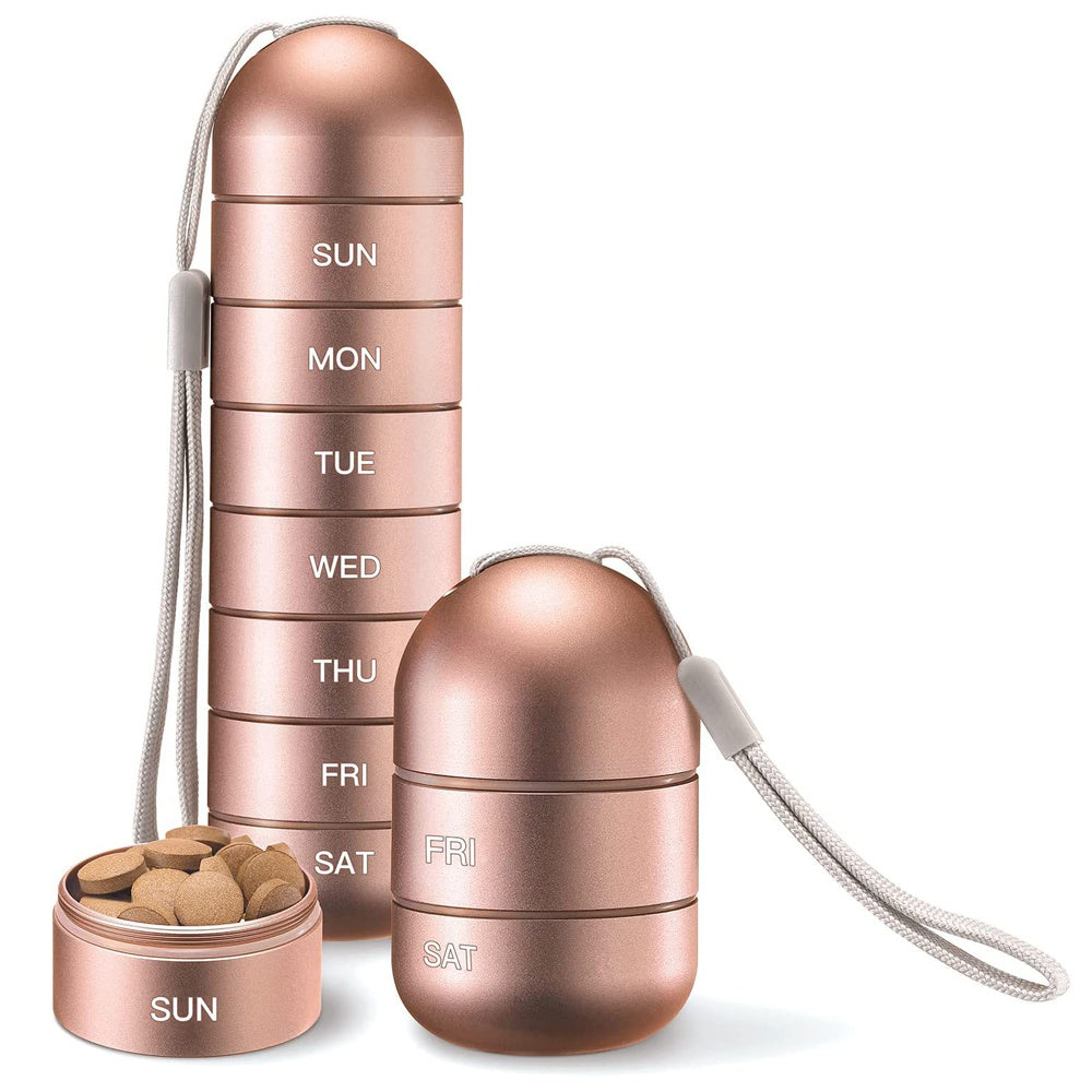 Premium Aluminum Alloy Weekly Pill Organizer - Waterproof Travel Case