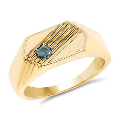 0.12 Carat Genuine Blue Diamond Sterling Silver Ring