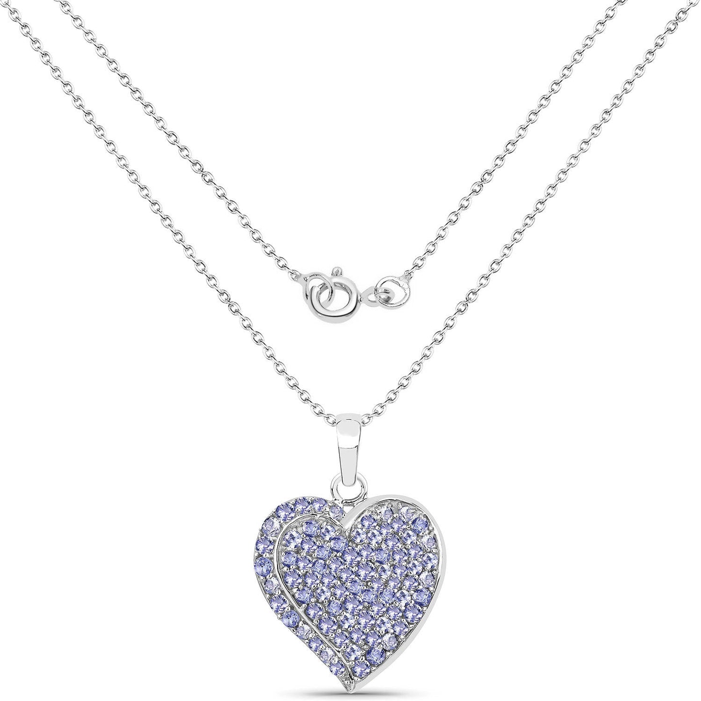 3.97 Carat Genuine Tanzanite Heart Pendant in Sterling Silver