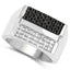 Bague de fiançailles en argent sterling avec diamants noirs et blancs de 0,64 carat