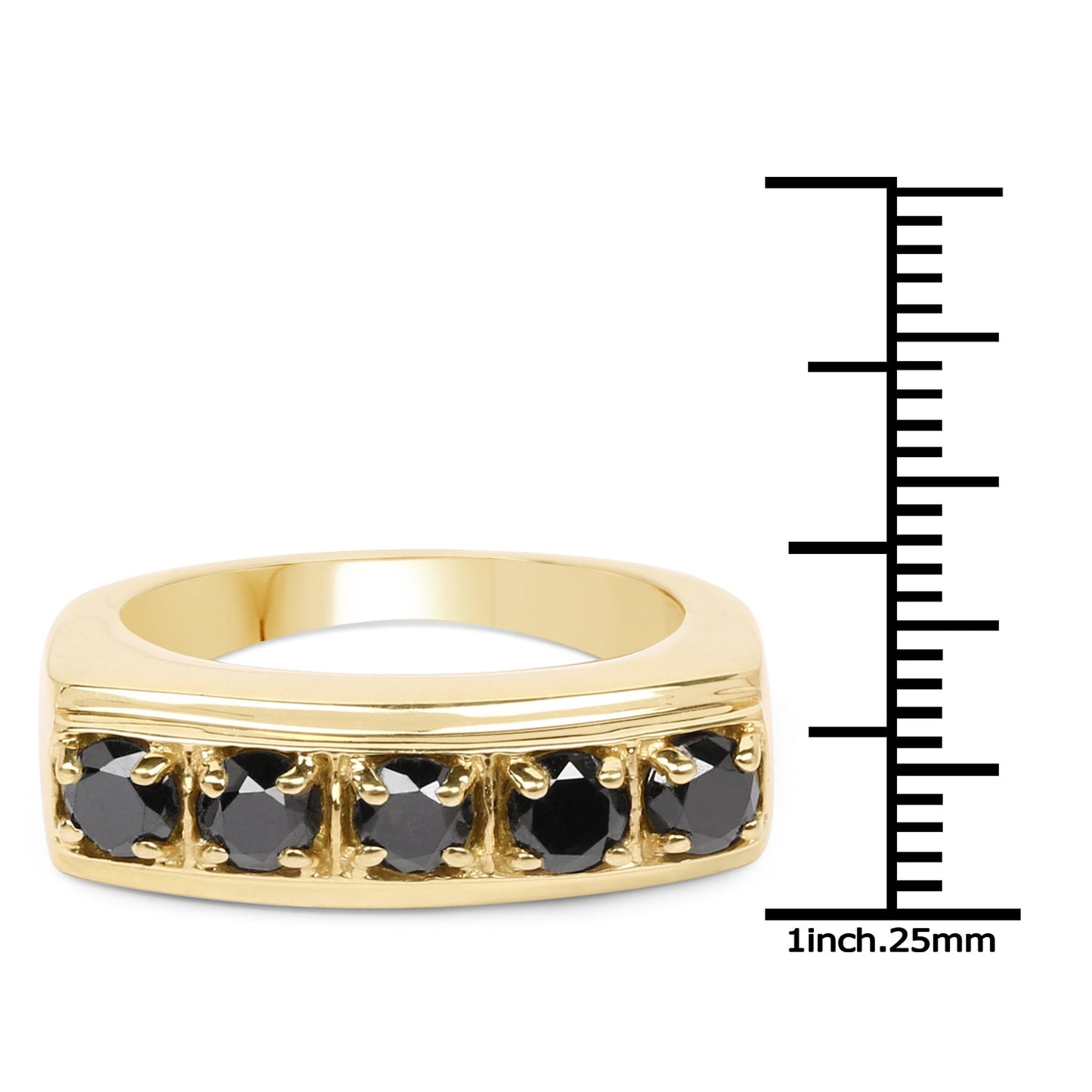 14K Yellow Gold Plated Black Diamond Engagement Ring