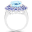 Anillo de plata esterlina con topacio azul y tanzanita de 11.22 quilates