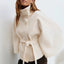 Manteau Trench Élégant d'Hiver à Col Montant et Manches Chauve-Souris pour Femmes