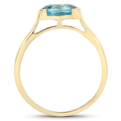 Bague en argent sterling avec zircon bleu véritable de 2,00 carats