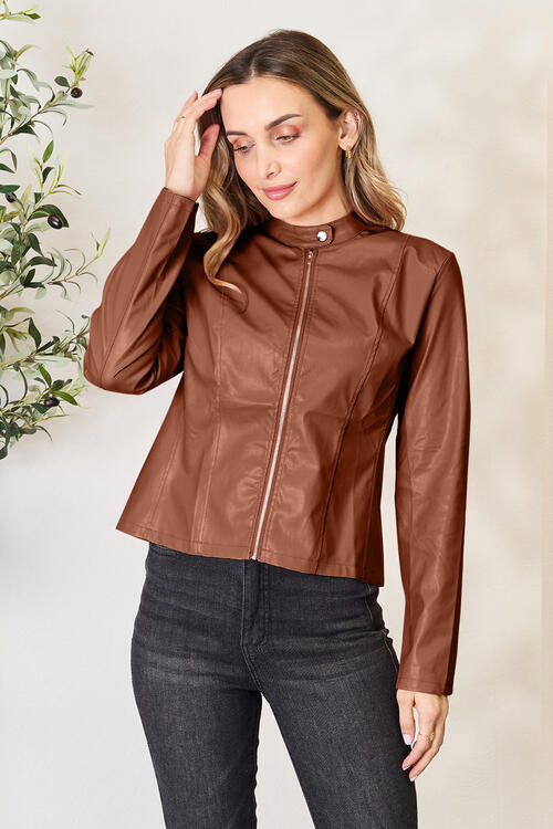 Veste zippée classique à col pour femmes pour une élégance au quotidien