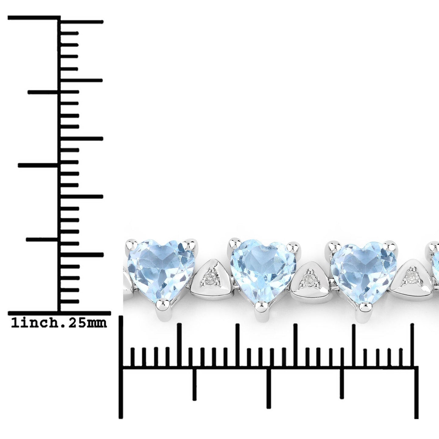 11.62 Carat Blue Topaz & Diamond Sterling Silver Bracelet