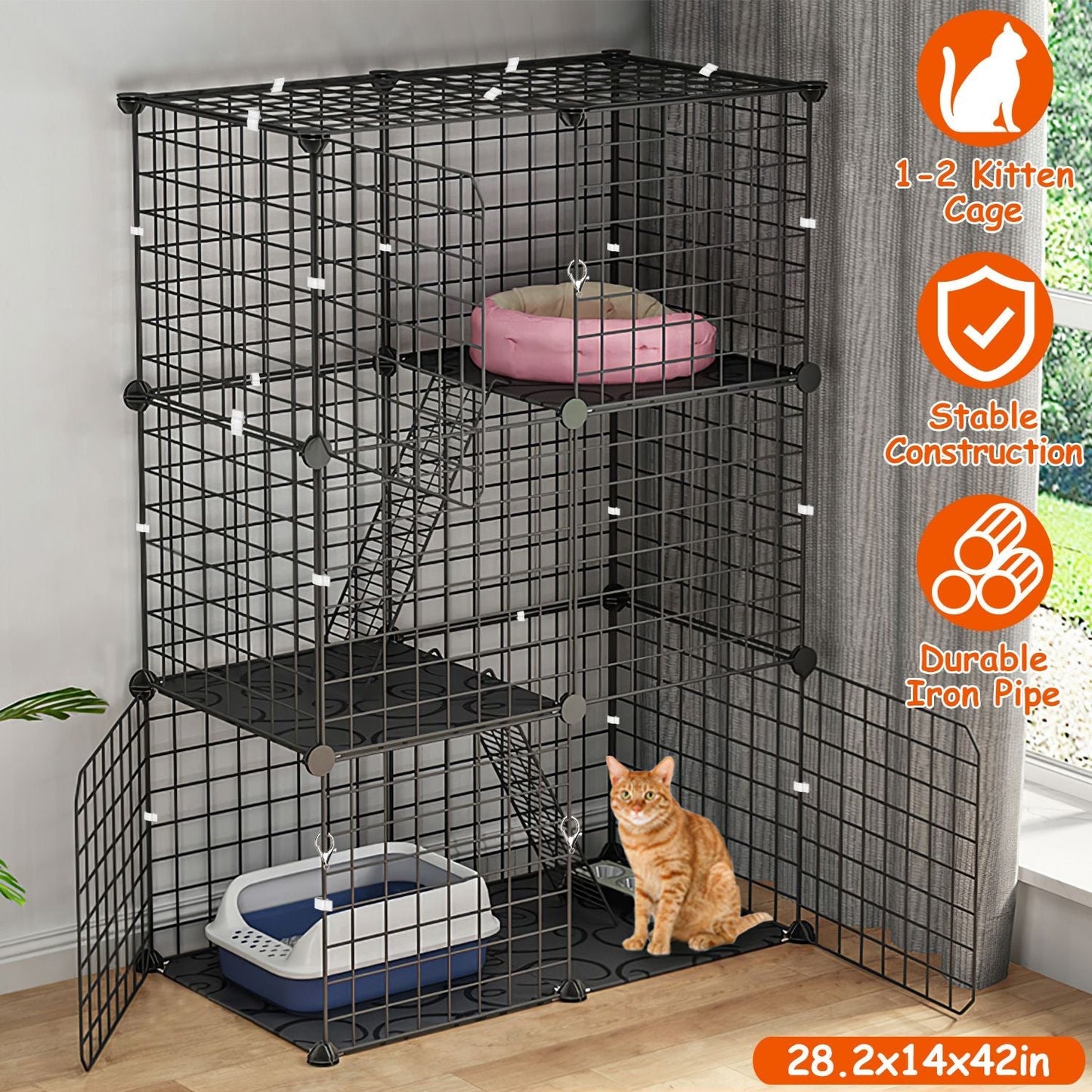 GBruno Parque para Gatos de 3 Niveles - Elegante y Espacioso