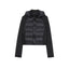 Chaqueta con capucha térmica de patchwork negro de manga larga