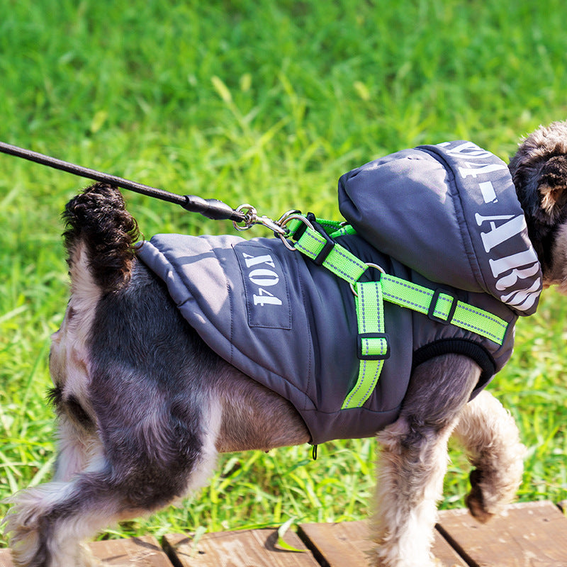 Fleece-Lined Waterproof Dog Jacket with Hood