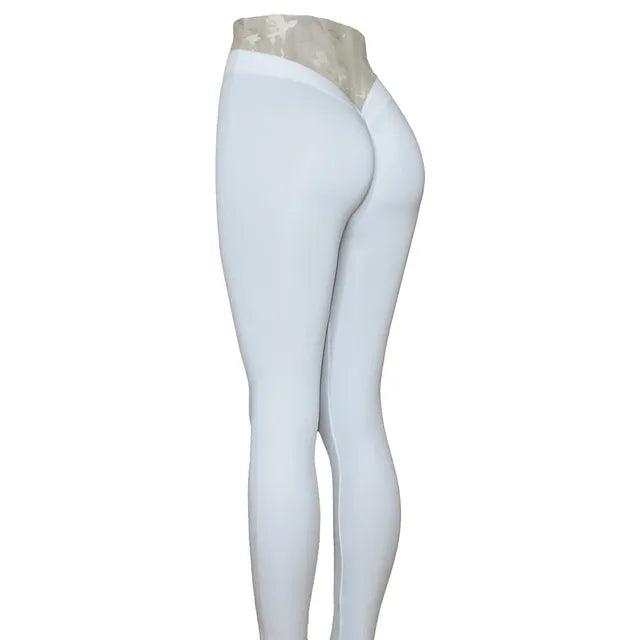 Pantalons de yoga en nylon V Back pour femmes