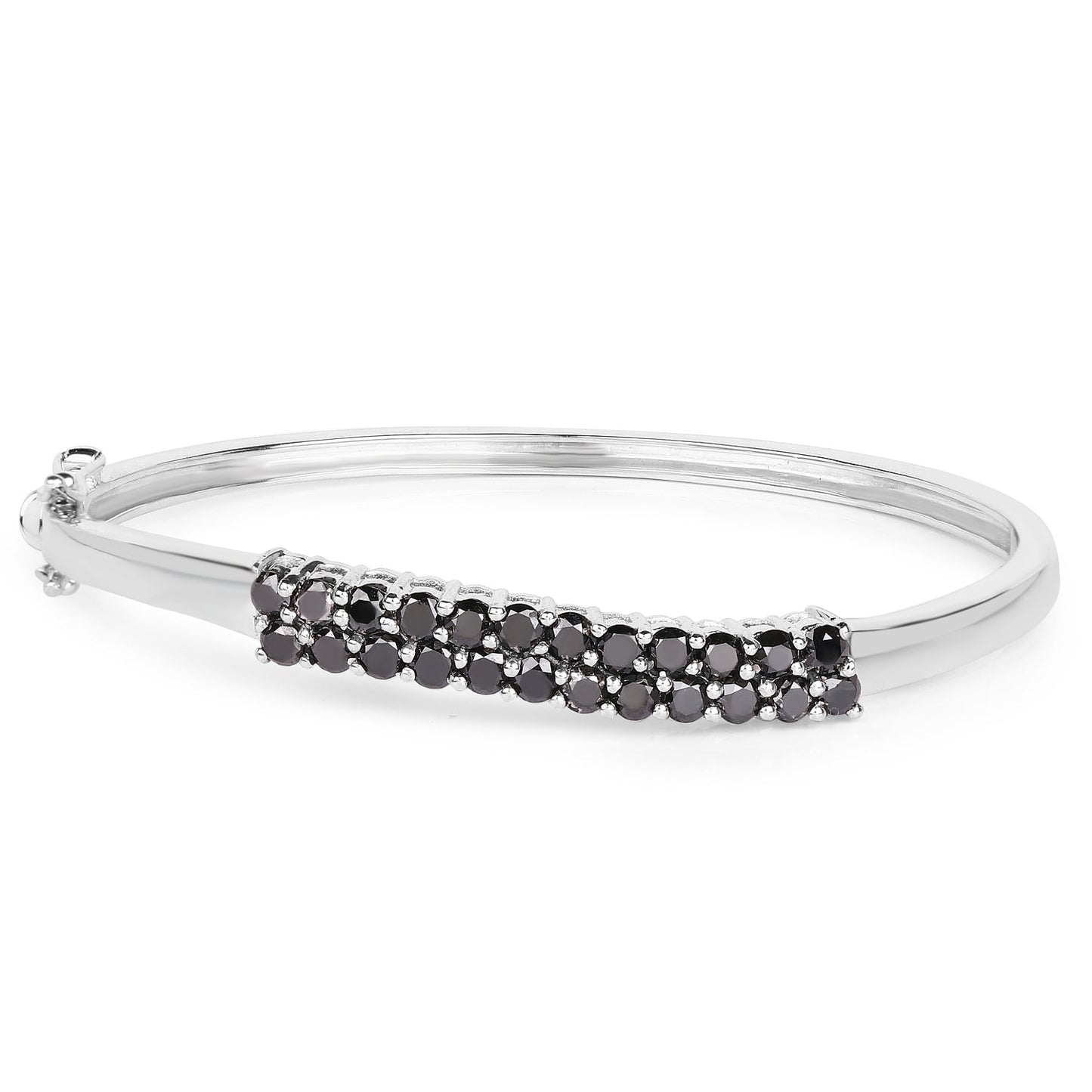 3.53 Carat Genuine Black Diamond Sterling Silver Bangle