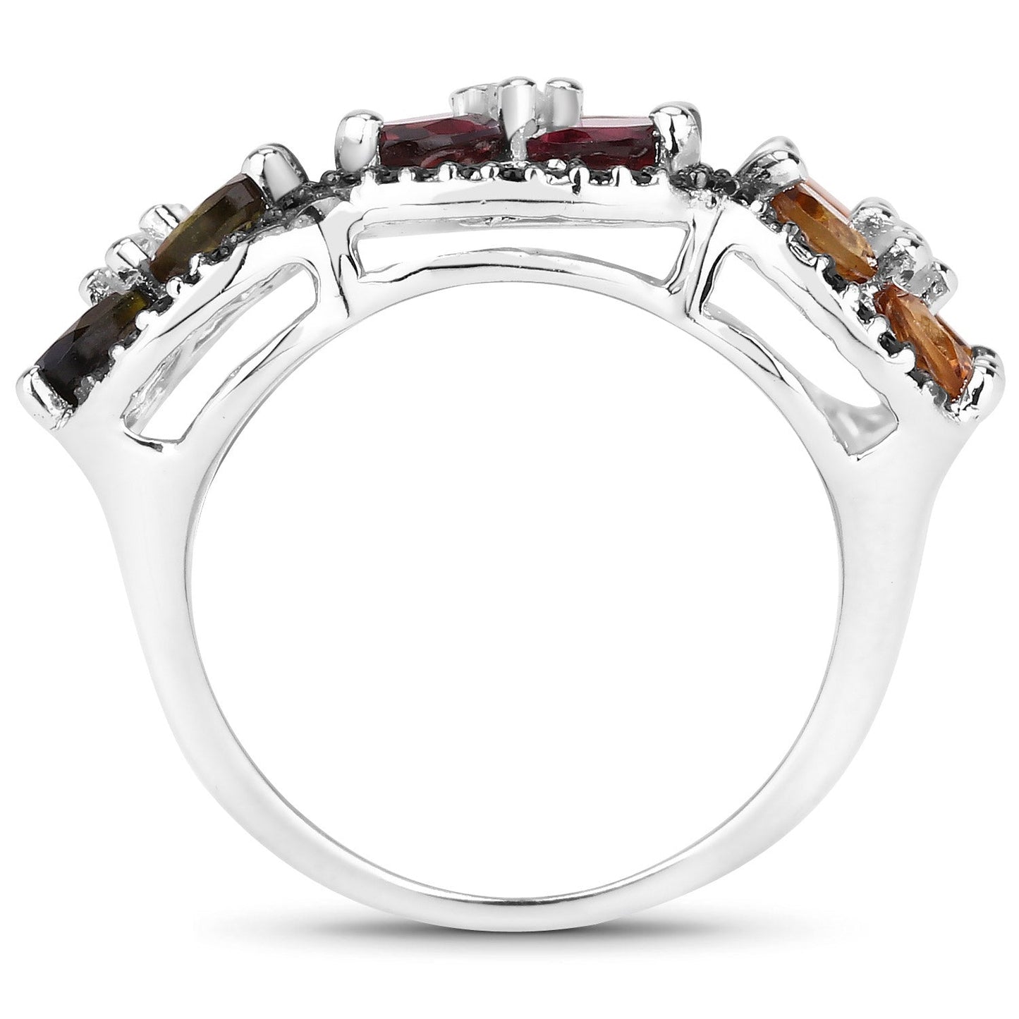 8.38 Carat Multi Tourmaline Sterling Silver Cocktail Ring