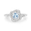 Anillo de Compromiso de 0.46 Quilates de Aguamarina y Diamante en Oro Blanco de 14K
