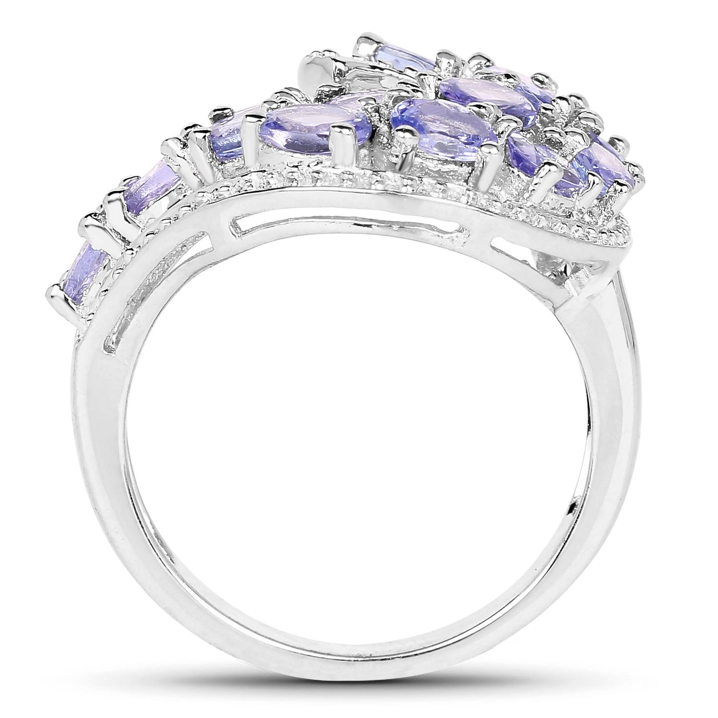 2.21 Carat Genuine Tanzanite Sterling Silver Engagement Ring
